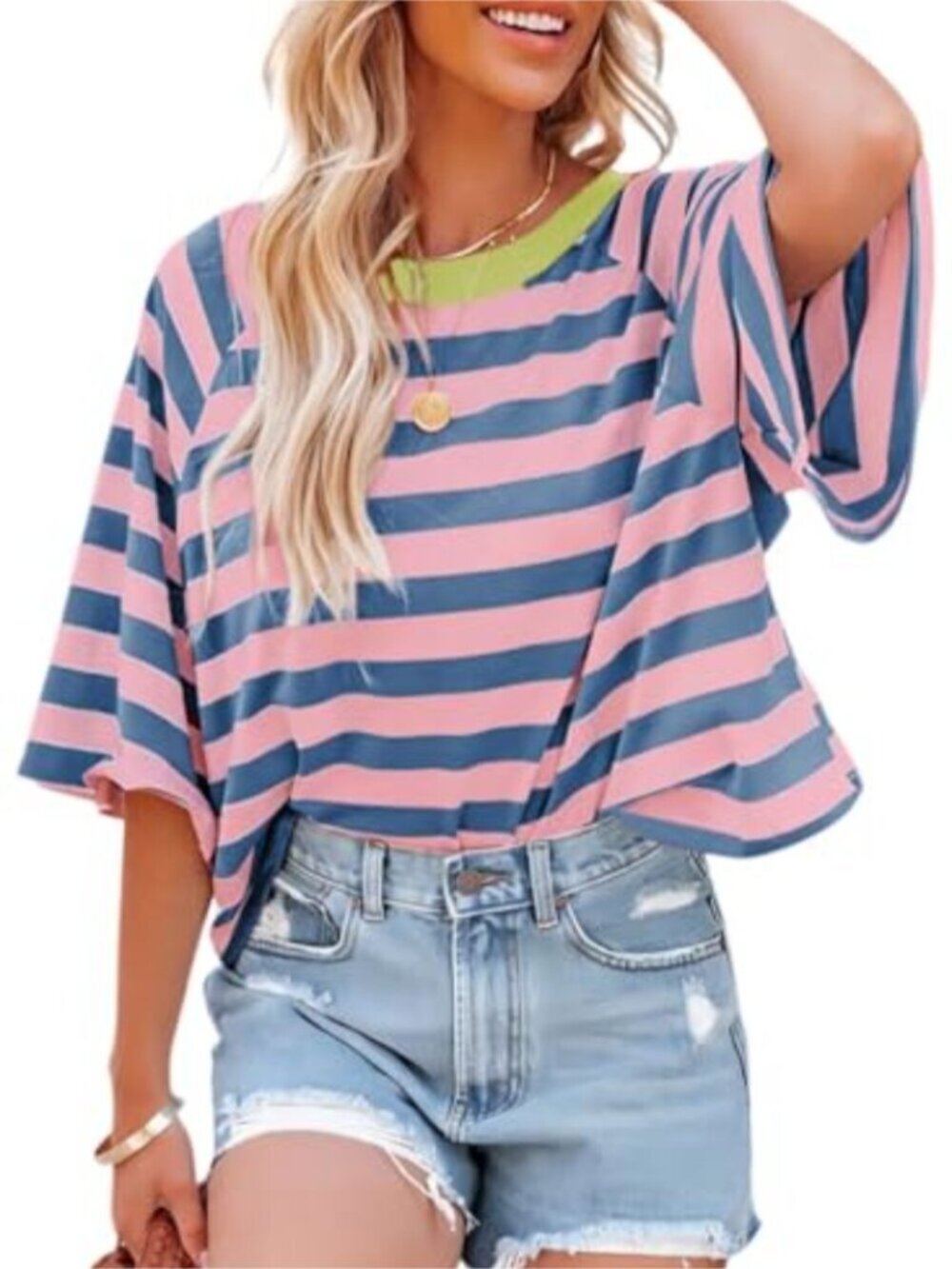 Striped Color Block Crewneck Tee - Picture 6 of 9